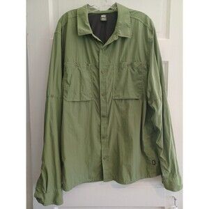 REI green outdoor buttonfront shirt mens XL Tall vented mesh hike fish camp